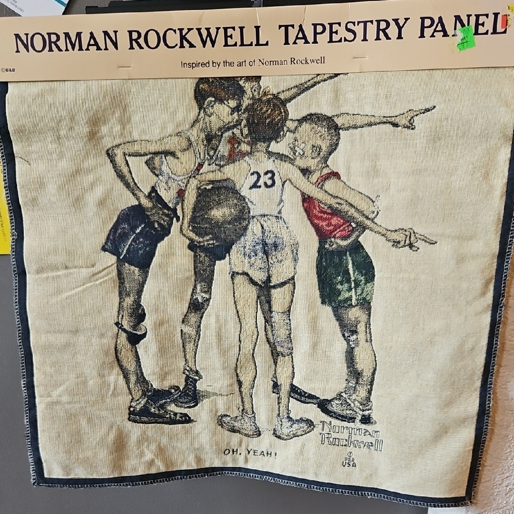 Norman Rockwell Tapestry Panel - Red, Blue, Green, Black, White